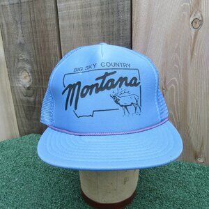 Vintage Big Sky Country Montana Blue Snapback Baseball Hat Trucker Cap